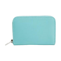 HERMES Cow Leather Wallet Women's Aqua Blue