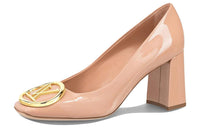 LOUIS VUITTON Madeleine Chunky Heel High Heels Women's Light Pink
