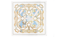 HERMES Silk Scarves Women's White/Sky Blue/Sulfur Yellow