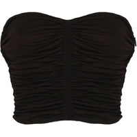 SAINT LAURENT Ruched Strapless Cropped Top