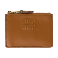 MIU MIU Leather Card Holder Women's Brown