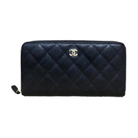 CHANEL Cow Leather Card Holder Wallet Women's Black