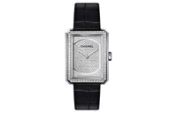 CHANEL BOY · FRIEND Collection Wrist Watch Quartz Movement Crocodile Leather Strap 34.6mm Silver Dial Women's