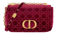 DIOR Caro Embroidery Shoulder Bag Crossbody Bag Medium Size Women's Burgundy