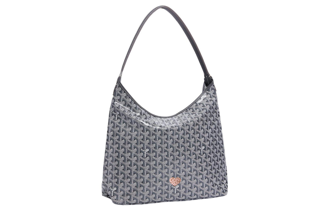 GOYARD Bohème Hobo Canvas With Leather Dogtooth Shoulder Bag Combo Bag Shoulder Bag Women's Gray Patchwork Khaki Hearts