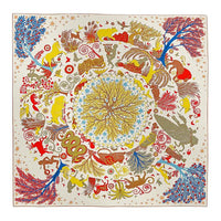 HERMES Cashmere Mulberry Silk Shawls Women's White/Fresh Yellow