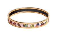 HERMES Enamel Gold-plated Bangles Women's Multicolor