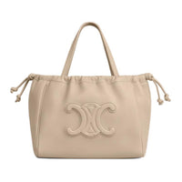 CELINE Grained Calfskin Shoulder Bag Crossbody Bag Handbag Small Size Women's Light Beige