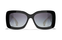 CHANEL Plate Frame Irregular Shape Sunglasses Unisex White