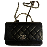 CHANEL Lambskin Handbag Shoulder Bag Crossbody Bag Women's Black