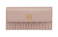MIU MIU Leather Clutches Wallets Large Size Women's Light Pink