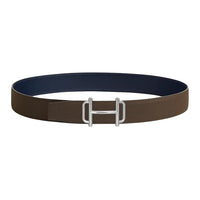 HERMES Palladium-Plated Leather Belts Men's Brown Width: 3.8CM