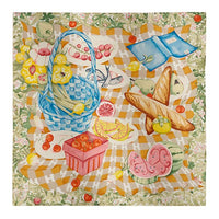 HERMES Mulberry Silk Scarves Women's Apricot Green/Blue/Yellow