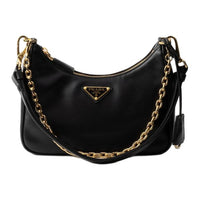 PRADA Re Edition Leather Handbag, Shoulder Bag Mini Women's Black