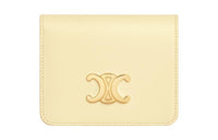 CELINE Triomphe Shiny Cow Leather Wallet Women's Sunshine Yellow