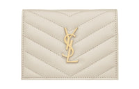SAINT LAURENT CASSANDRE Lambskin Card Holder Women's White