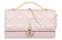 DIOR Wicker Pattern Sheepskin Shoulder Bag Crossbody Bag Mini Women's Light Yellow/Quartz Pink