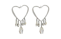 SAINT LAURENT Metal Glass Earrings Women's Silver