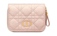DIOR Caro Calfskin Wallet Women's Light Pink
