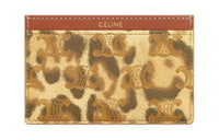 CELINE Cow Leather Card Holder Women's Brown & Yellow