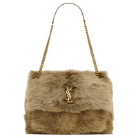 SAINT LAURENT Niki Shearling Handbag Shoulder Bag Women's Mixed Red