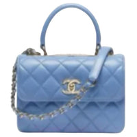 CHANEL Lambskin Shoulder Bag Crossbody Bag Handbag Mini Women's Blue