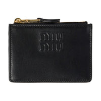 MIU MIU Leather Card Holder Women's Black