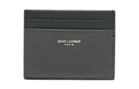 SAINT LAURENT Smooth Cow Leather Card Clip Card Holder Men's Gray