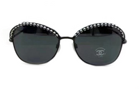 CHANEL Round Sunglasses Women's Black