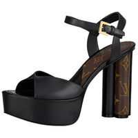 LOUIS VUITTON Podium Platform Strap Sandals Women's Black