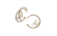 CHANEL Metal Rhinestone Earrings Women's Gold