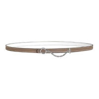HERMES Palladium Plated Leather Belts Unisex Elephant Gray/White Width 1.3cm