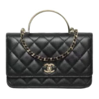CHANEL Calfskin Handbag Women's Black