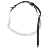 MIU MIU Leather Necklaces Women's Black/Cream