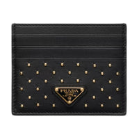PRADA Leather Card Holder Card Holder Regular Women's Black