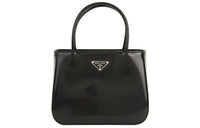 PRADA Cow Leather One Shoulder Handbag Women's Black
