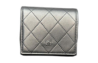 CHANEL Leather Wallet Small Size Women's Black