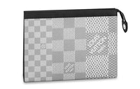 LOUIS VUITTON Pochette Voyage Canvas With Leather Clutches Toiletry Bags Regular Men's Antarctic Silver/Black