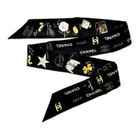 CHANEL Silk Silk Scarves Unisex Black