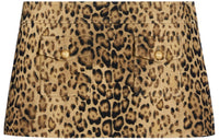 CELINE Bandeau Double Wool Mini Skirt Leopard