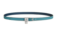 HERMES Double-Sided Design Smooth Buckle Leather Belts Women's Blue Width 1.5CM
