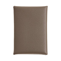 HERMES Calvi Duo Evercolor Leather Card Holder Women's 18 Etoupe Elephant Gray