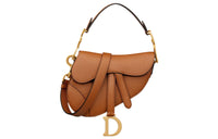 DIOR Grained Cow Leather Saddle Bag Shoulder Bag Crossbody Bag Handbag Mini Women's Brown