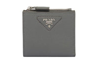 PRADA Leather Wallet Men's Light Gray