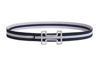HERMES Nylon Belt Unisex Purple/Black Width: 3.2CM