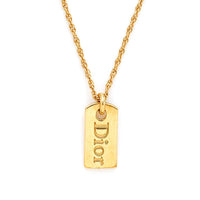 DIOR Gold Plated Logo-plate Necklace