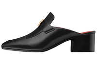 HERMES Rubber Sole Slip Resistant Closed Toe Slippers Women's Black