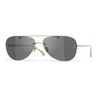 CHANEL Titanium Alloy Aviator Sunglasses Unisex Gold