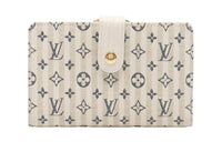 LOUIS VUITTON Croisette Canvas With Leather Wallet Women's Blue & Beige