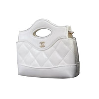 CHANEL Bright Lambskin Handbag, Shoulder Bag, Crossbody Bag Extra Mini Women's White